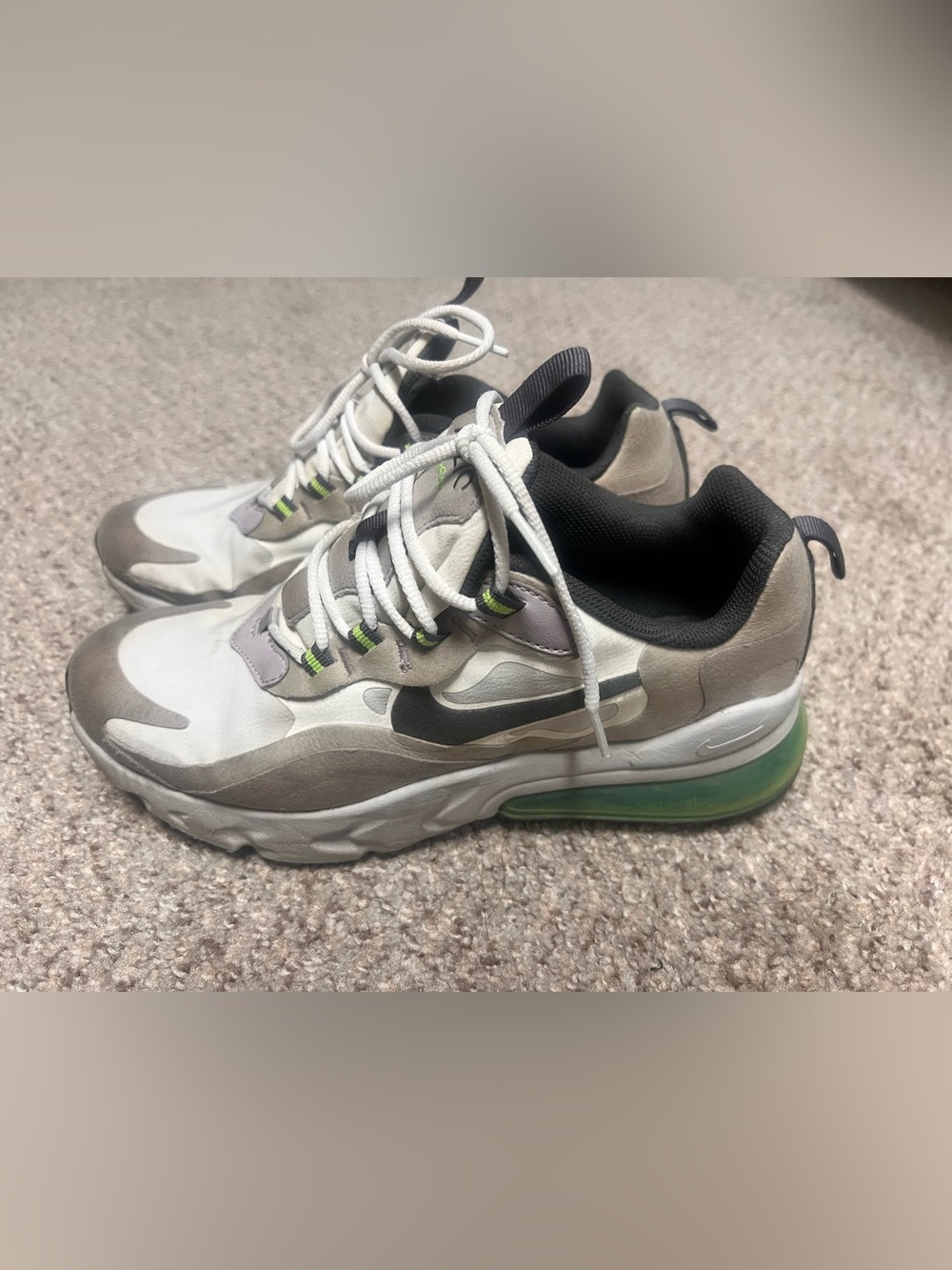 Nike Air Max Sneakers in White, Black, Gray & Green